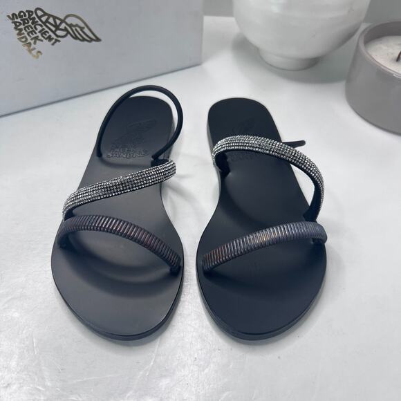 Ancient Greek Polytimi Crystals Strappy Flat Slip On Sandals Women's US 5M - Picture 5 of 9